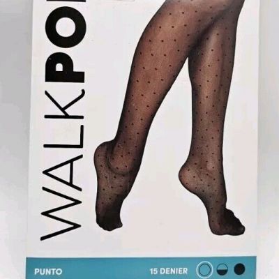 WALKPOP Punto 15 Denier Polka Dot Sheer Tights Large Nero 5XL